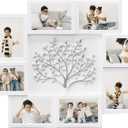 HELLO LAURA - Picture Frame Collage Large Wall Hanging Photo Frames Elegant Tree Collage Frame Gifts for Family Friends 4x6 inch Home Wall Decor Gallery Display (White - Silver Tree), 23.9 x 18.1 x 0.7 inches