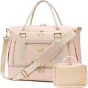 Weitars Gym Duffel Bag - Women's Travel Weekender with Shoes Compartment & Wet Pocket - Large Carry On (Beige)