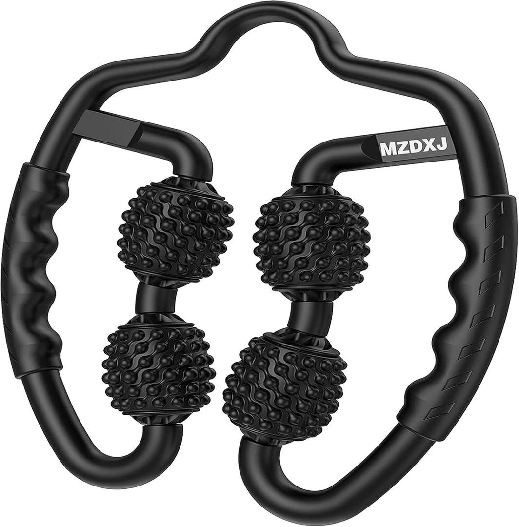 Upgraded Six-Wheel Muscle Roller - Arm & Leg Massager, Forearm & Calf Roller, Tennis Elbow Brace for Men, Carpal Tunnel & Tendonitis Relief, Perfect for Wrist, Hand, Foot, & Thigh (Black)