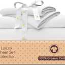 Tissaj Organic Cotton Sheets Twin Size  Ultra White  GOTS Certified  Durable Luxury Quality  Extra Deep Pockets & Secure Fit  Premium Bedding  Sateen Weave  with Carry Pouch  Set of 3
