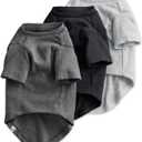 Multipack 100% Organic Cotton Dog Short Sleeve T-Shirt Pet Tees for All Breeds, Gray Ombre, Medium (Medium (20-45 lbs))