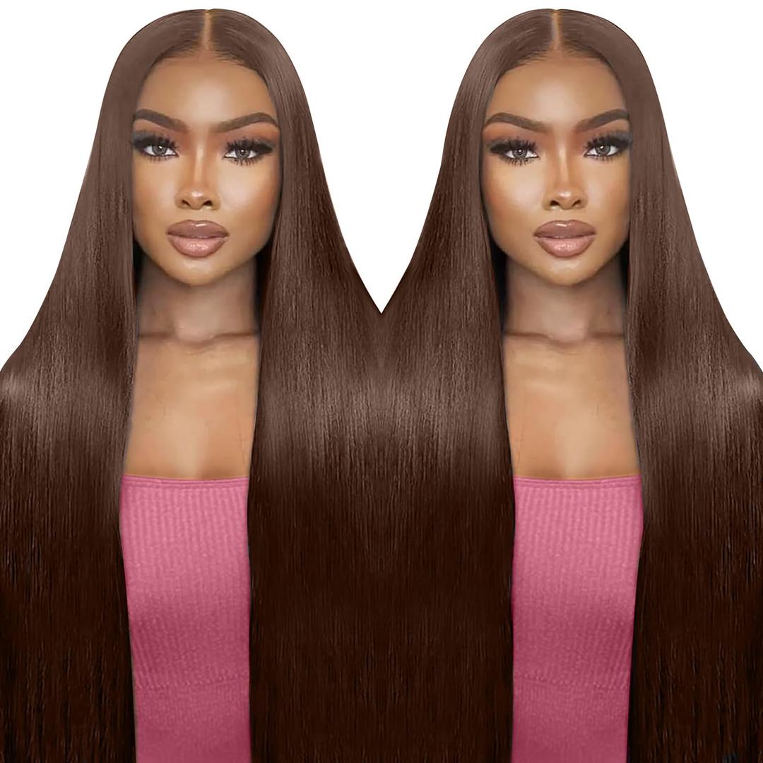 Chocolate Brown Lace Front Wigs Human Hair Pre Plucked 26 Inch Dark Brown Wear And Go Glueless Wig 9x6 Straight Wig Human Hair 220% Density Colored #4 Brown Glueless Hd Lace Frontal Wigs For Women