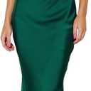 Phicia Sexy Satin Halter Neck Backless Maxi Dress for Women Elegant Tie Cowl Back Formal Wedding Guest Dress for Summer (Small)