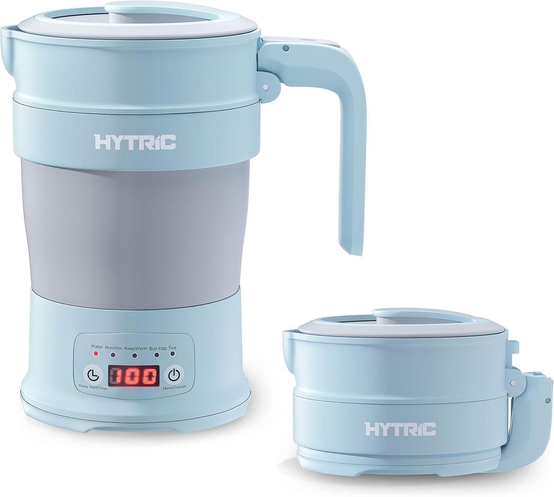 HYTRIC Travel Electric Kettle, 700ML Foldable Small Electric Kettle BPA-Free, Portable Kettle with Multifunctional Panel, Collapsible Hot Water Kettle with Keep Warm & Delay Start, 110V Blue HYTRIC Travel Electric Kettle, 700ML Foldable Small Electric Kettle BPA-Free, Portable Kettle with Multifunctional Panel, Collapsible Hot Water Kettle with Keep Warm & Delay Start, 110V Blue