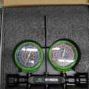 HVAC Manifold Gauge Set with 5FT Hoses, (PSI F) A2L Compatible, Fits R32 R454B R410A R22 Refrigerant, Precision Pressure & Temperature Dial, Forged Brass Body with Needle Valve