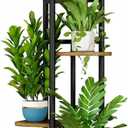 LINZINAR Plant Stand Indoor 4 Tier 5 Potted Multiple Plant Shelf Stands for Garden Corner Balcony Living Room Black
