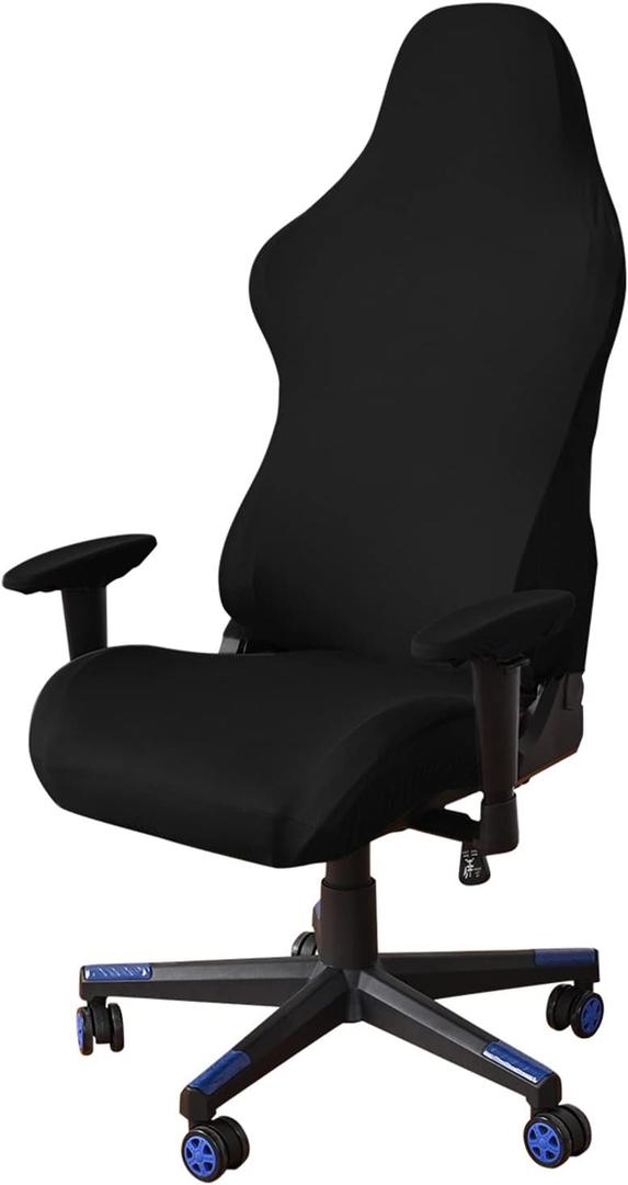 Gaming Chair Covers Slipcovers with Armrest Covers,Stretch Game Computer Office Desk Chair Cover Protector,Soft Polyester Fabric,Rotating Armchair Covers,Without Chair,Black