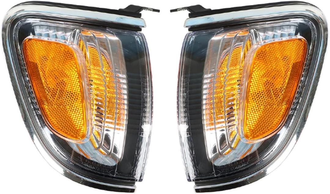 labwork Replacement for Tacoma 2001-2004 Parking/Side Marker Light Assembly Pair Driver and Passenger Marker Lights with Silver Trim Compatible TO2521162 TO2520162