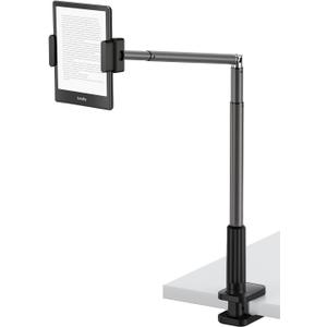 SupeDesk Tablet/ Phone Holder for Bed, 360° Rotation Cell Phone Holder, Flexible Long Arm Headboard Bedside Clip, Multi-Functional Overhead Phone Mount for 3.5-11" Phones, Tablets, Kindle, Black
