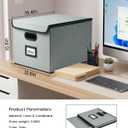 Qerlei File Organizer Boxes with Lids,Collapsible File Folder Organizer with Plastic Slide,Collapsible Filing & Storage Boxes for Office/Decor/Home (Grey, 2 Pack)
