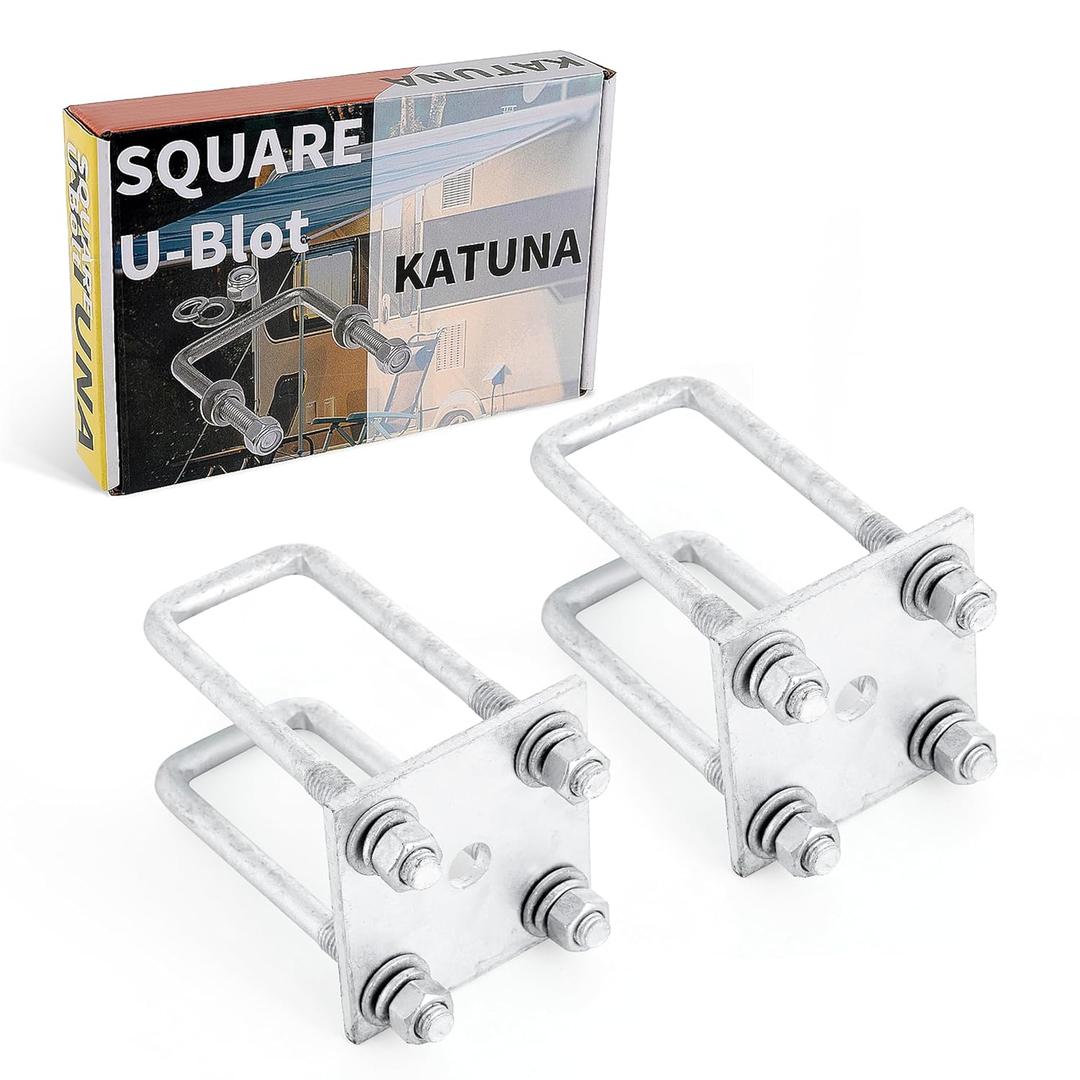 Hot-dip Galvanized Zinc Square U Bolt Kit for Boat Trailer Axle Leaf Springs, for 2x2 Axle - 4 3/4" Long,2 inch Wide Square U-Bolts with Nuts and Frame Plate for Trailer Automobiles Trailer.