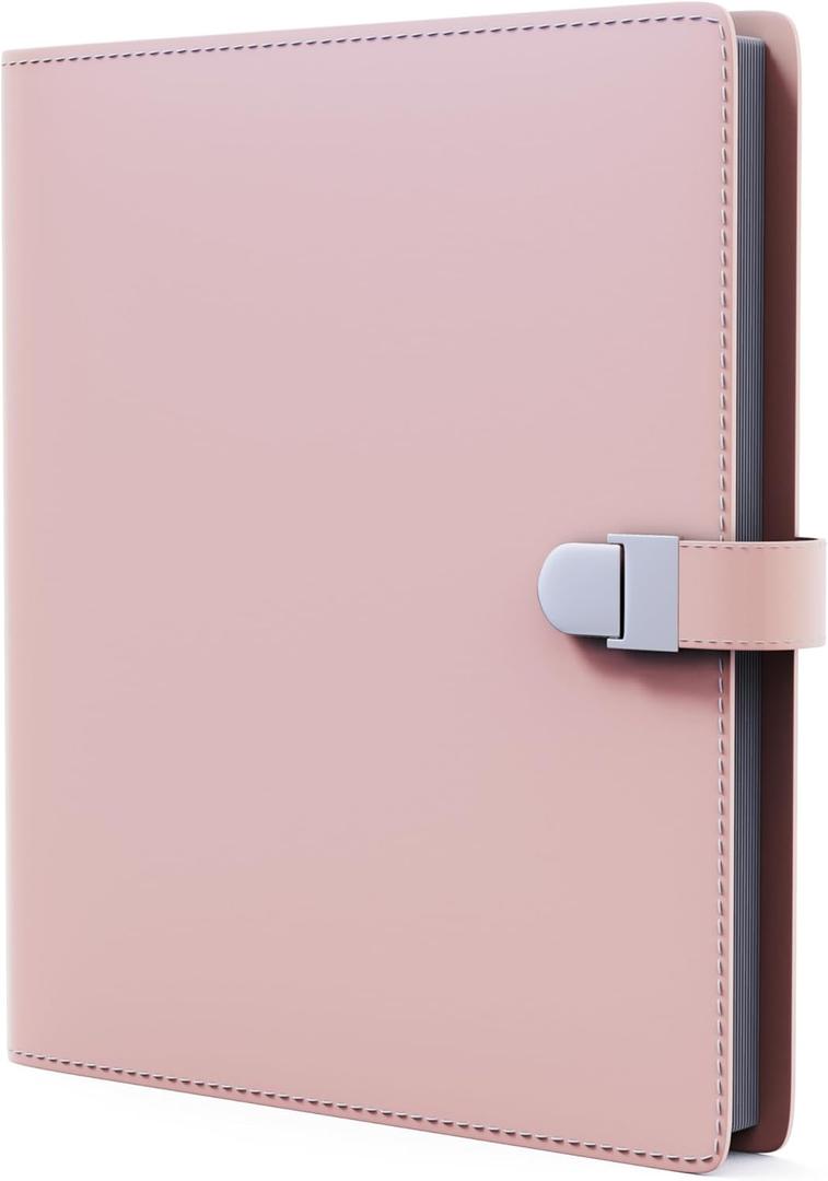 Portable Self Adhesive Photo Album - Vegan Leather Blank Scrapbook Binder Photocard Book with Writing Space & 20 Adhesive Sheets (40 Pages) for 3x5, 4x6, 5x7, 6x8 Pictures - Pink, 9 x 7.8 Inches