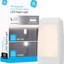 GE 4-in-1 LED Power Failure Night Light, Dusk-to-Dawn Sensor, Foldable Plug, Portable, Flashlight, Ideal for Storm, Outage, Emergency, Blackout, Hurricane, Tornado, White, 29679 (White Square)