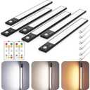 12" Ultra-Thin Under Cabinet Lighting Wireless, Aluminum Alloy Under Counter Lights for Kitchen, 3-Color-Temps Magnetic Closet Lights, Rechargeable Motion Sensor Light Indoor (6 Pack, Black)
