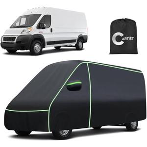 Car Cover for Ram ProMaster 2014-2025 2026 All Weather Van 4-Door Car Covers, Outdoor UV Protection Waterproof Full Car Cover for ProMaster Accessories with Zipper & Reflective Safety Strips