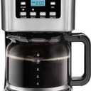 Chefman 12-Cup Programmable Coffee Maker, Electric Brewer, Auto Shut Off, Digital Display w/Auto-Brew Function, Anti-Drip Pot, Reusable Filter for Fresh Grounds, Square Stainless Steel, Glass Carafe