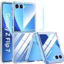 for Samsung Galaxy Z Flip 7 Case with Screen Protector,Galaxy Z Flip 7 Case Support Wireless Charging, Protective Cover for Galaxy ZFlip7 Phone Cases, PC Crystal Ultra Slim Clear
