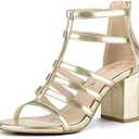 Allegra K Women's Cage Strappy Gladiators Chunky Heels Sandals, Size 9