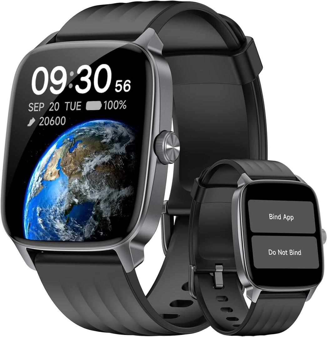 Pedometer Watch No APP/Phone Required, 1.85" Display Fitness Tracker Watch with Pedometer, Calories & Step Counter, Waterproof Smart Watches with Heart Rate Monitor, Sleep Tracking for Women Men