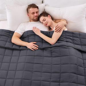 yescool King Size Weighted Blanket for Adults (20 lbs, 80 x 87, Grey) Cooling Heavy Blanket for Sleeping Perfect for 190-210 lbs, Breathable Blanket for Adults & Couple All Season, Machine Washable