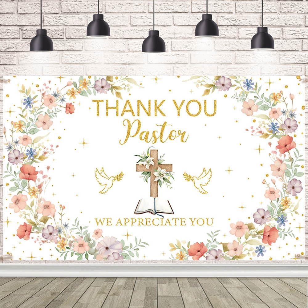7x5ft Thank You Pastor Appreciation Week Banner Thank You Pastor Backdrop Anniversary Appreciation Month Retirement Party Ornament Decorations