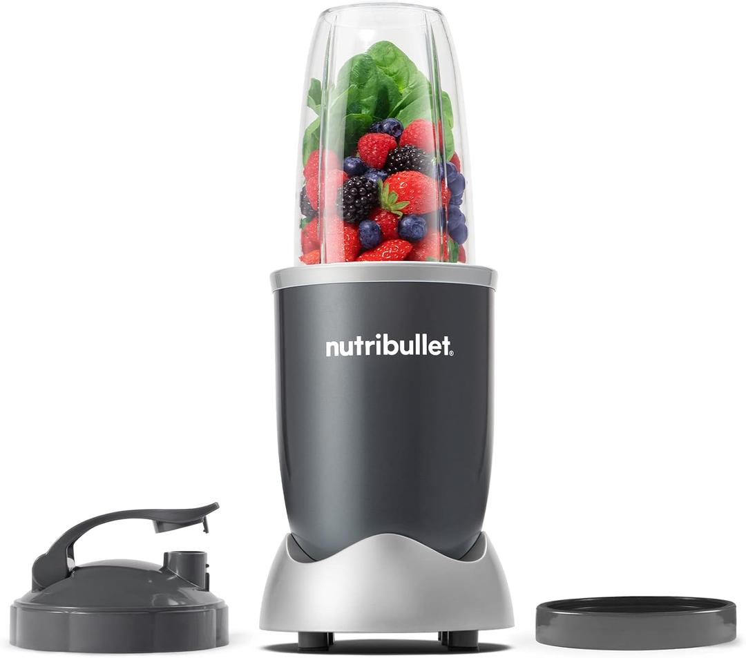 nutribullet Personal Blender, Shakes, Smoothies, Food Prep, and Frozen Blending, 24 Ounces, 600 Watt, Gray, NBR-0601WM (One Cup, Clear)