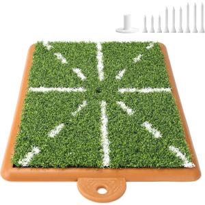 Eapele Golf Practice Mat, Golf Turf Heavy Duty Rubber Base Golf Practice Mat with Handle, Golf Mats Practice Outdoor and Indoor Come with 1 Rubber Tee and 9 Plastic Tees