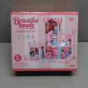 Doll House for Girls, DIY Dream Dollhouse with Furniture and Rooms Accessories, Miniature Pretend Playhouse with Lights, Building Princess House Dolls Playset Figures Toys Kit Gift for Ages 3+
