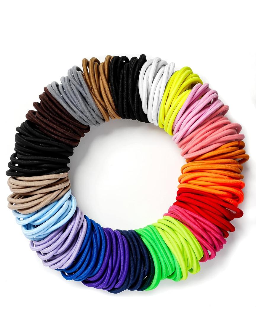 203 Pieces Hair Ties No Damage, 4MM Elastic Hair Ties, Medium Size Ponytail Holders for Women and Girls, Multicolor (20 Colors)