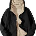 Flygo Sherpa Hoodies for Men Zip Up Winter Fleece Lined Hooded Sweatshirt Heavyweight Warm Jackets (Large, Black)
