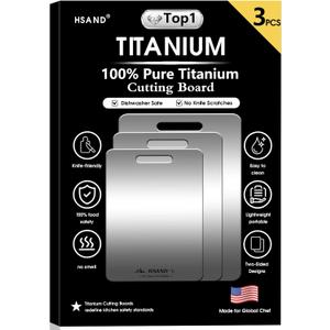 3-Pack Titanium Cutting Boards for Kitchen, Non-Slip & Double-Sided Design, 100% Pure Titanium Food-Grade Non Toxic Cutting Board, Knife-Friendly, Dishwasher Safe (12"x9"+14"x10"+18"x12")