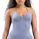 Impact Longline Strappy Top Women Impact Longline Halter Tops Workout Longline Tank Top Compression Gym Fitness (Purple, L)