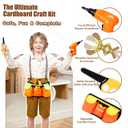 Kids Cardboard Construction Tool Set with Electric Drill & Tool Belt -258PCS, STEM Building Kit for Creative Craft Projects, Educational DIY Engineering Toy for Boys & Girls
