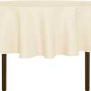 sancua Round Tablecloth - 60 Inch - Water Resistant Spill Proof Washable Polyester Table Cloth Decorative Fabric Table Cover for Dining Tables, Buffet Parties and Camping, Beige