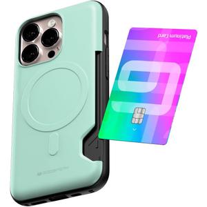 GOOSPERY Mag Bumper Compatible with iPhone 13 Pro Case, Compatible with Magsafe, Card Holder Wallet Protective Dual Layer Sturdy Phone Back Cover - Teal (Green)