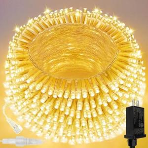 Connectable 200 LED String Lights Indoor Outdoor, 66FT Warm White Christmas Lights Waterproof, 8 Modes with Timer, Twinkle Fairy Lights Plug in Clear Wire for Christmas Tree, Bedroom, Classroom Decor