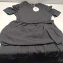 LOGENE Women's 2023 Summer Casual V Neck Tiered Ruffle Hem Babydoll Dress Short Sleeve Pocket A-Line Flowy Mini Beach Dress Large