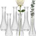 Glass Bud Vases for Centerpieces, 6 Pack Clear Small Flower Vases for Wedding Decorations and Indoor Home Decor, Hurricane Candle Holder for Table Shelf, Party
