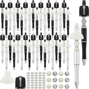 Ctosree 36 Sets Beadable Pens Bulk Bead Ballpoint Pens DIY Pens Wedding Favors Bridal Shower Pens for Wedding Bridal Shower Gifts School Office Birthday Party Favor