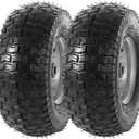 AR-PRO (2 Pack) 13 x 5.00-6" Tire and Wheel, Universal Tubeless Lawn Mower Tires with Rim, 3" Centered Hub and 3/4" Bushings - Fit for Most Riding Mower, Garden Lawn Tractor (Silver Rims)