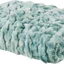 Madison Park Faux Fur Throw, Luxurious Ruched Texture, Fuzzy Warm, Plush Mink-Like Reverse, All Season, Lightweight & Cozy Blanket-Throw for Sofa, Couch, Living Room & Office 50" x 60" Blue Tie Dye