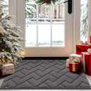 hicorfe Dirt Trapper Indoor Doormat,20"x31.5" Welcome Door mat, Non Slip Backing Washable Door Mats, Absorbent and Resistant Low-Profile Entrance Inside Floor Mat for Front Back Door and Entryway (Grey)