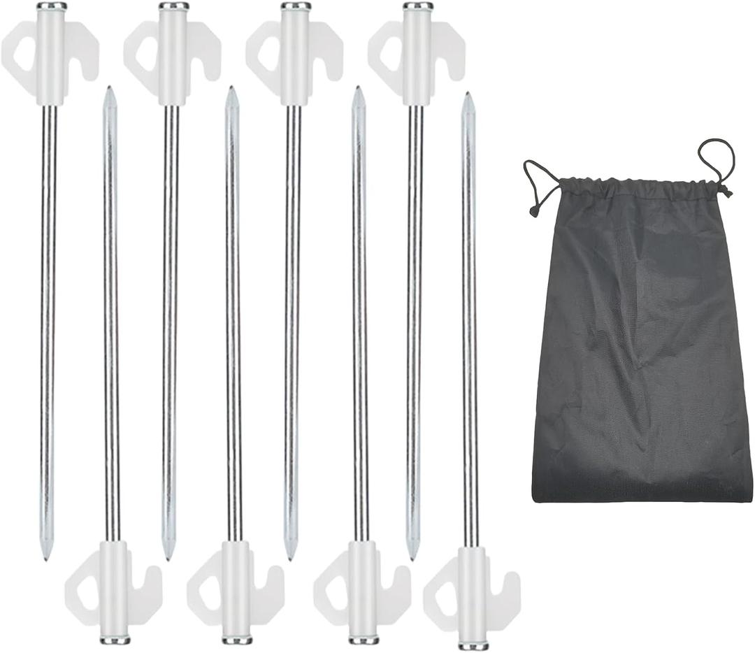 Heavy Duty Steel Tent Stakes - Glow in The Dark Tent Stakes, Durable Metal Ground Stakes with Storage Bag for Tents, Tarps, Canopy Accessories