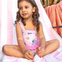 Bluey Big Girls UPF 50+ Peplum Tankini Top and Bikini Bottom Swim Set Pink 10-12