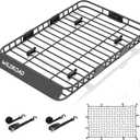 Wildroad Car Roof Cargo Carrier Combo of Upgraded 64"x 39"x 4" Roof Rack Cargo Basket, Super Duty Bungee Cargo Net. Universal Car Top Luggage Holder Carrier Basket Fits for SUV Truck Cars