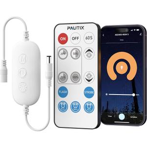 PAUTIX RF WiFi Smart Remote Dimmer for Single Color LED Strip Lights,Compatible with Alexa and Google,14-Key Wireless Remote,DC 12-24V Controller for 3528/2835/5050/COB LED Strip Light (One Port)