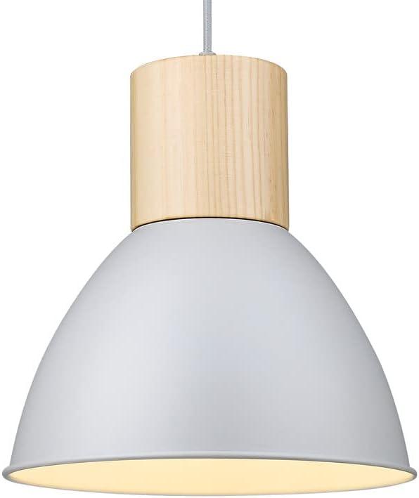 ELYONA Modern Pendant Light Fixtures, Wood Metal Hanging Lamp, Adjustable Height, 11.6" Nordic Island Pendant Lighting for Kitchen Sink, Bar, Office, Dining Room,Living Room, Bedroom, Soft Grey
