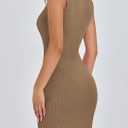 PRETTYGARDEN Spring Dresses for Women 2025 Sleeveless Bodycon Short Work Tank Dress Summer Casual Ribbed Mini Sundresses (Medium, Light Khaki)