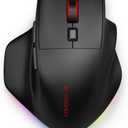 Ergonomic Wireless Gaming Mouse for Big Hands, Tri-Modes 2.4Ghz/Bluetooth/Wired Rechargeable RGB Backlit Mouse with 2 Side Buttons, 12800 DPI, 6 Backlit Modes, Programmable Macro Buttons