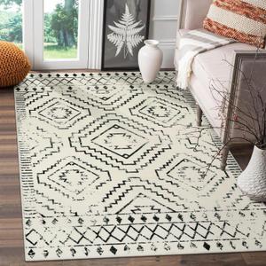 Wonnitar Moroccan 3x5 Area Rug, Washable White Non-Slip Entry Rug, Farmhouse Rustic Small Living Room Rug Tribal Non-Shedding Throw Mat Indoor Floor Carpet for Kitchen Bedroom Mud Room (Beige,3'x5')